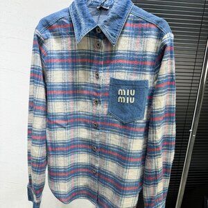 Miu Miu denim matte checkered shirt